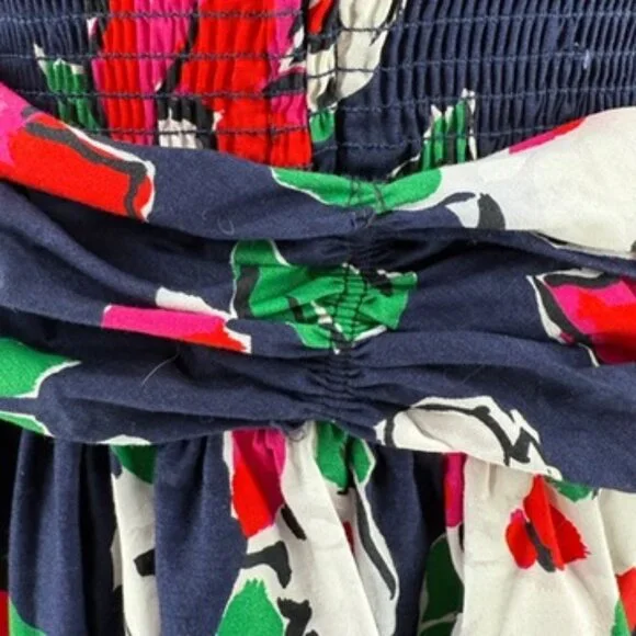 Patty O'Neil Floral Strapless Navy Blue Dress Kentucky Derby Prom 80s Vtg 6 - Picture 4 of 11